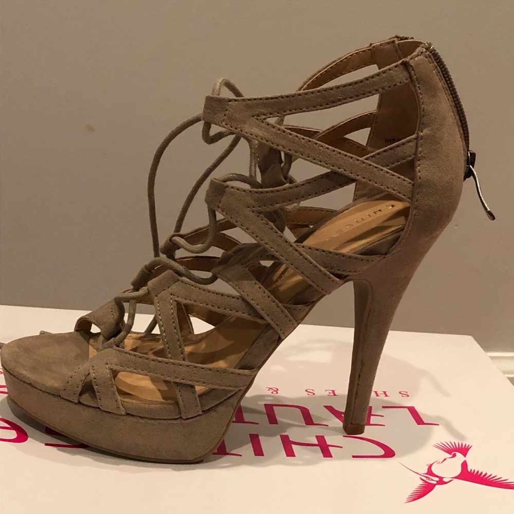 Lace up heels NWT Chinese laundry suede - Picture 3 of 3
